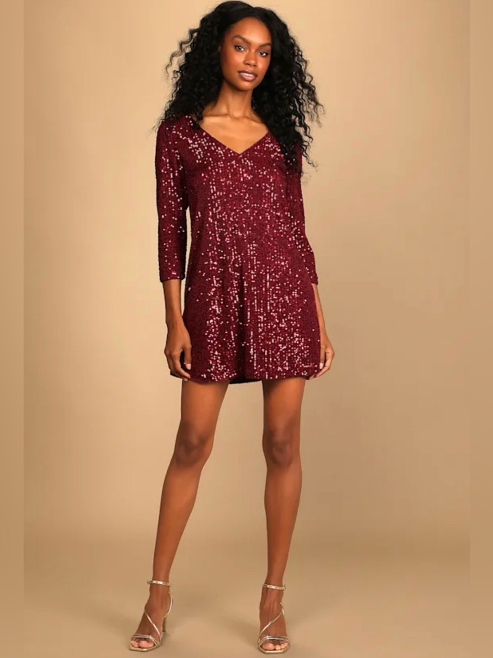NWT Lulus All Nighter Burgundy Sequin Shift
Dress Size Large